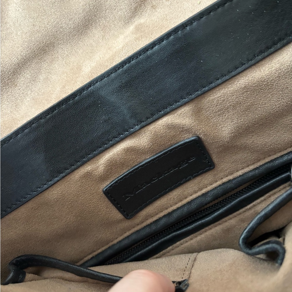 Black Textured Leather Women’s Crossbody Satchel - Picture 8 of 8